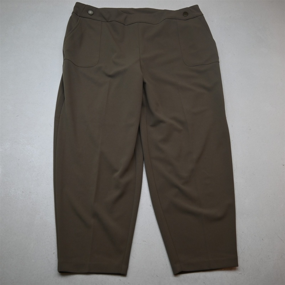 C 1946 18W Petite Tan Brown Pull On Tapered Ankle Dress Womens Pants